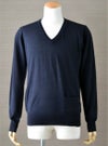 【Men's】Worsted Pure Cashmere Vpullover / navy（メンズ 梳毛カシミヤ 100% Vプルオーバー / ネイビー）
