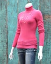ゼニアバルファ社キャッシュウール＿タートル リブ編みセーター／フューシャピンク