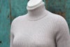 ゼニアバルファ社キャッシュウール＿タートル リブ編みセーター／ホワイトベージュ