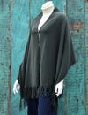 エンカラージ　カシミヤ１００％ニット　大判ストール　ポンチョ　マフラー／モスグリーン