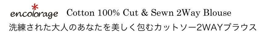 綿１００％　カットソー 2ウェイブラウス／ホワイト [encolorage] Cotton 100% Cut&Sewn 2WAY Blouse / White