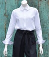 綿１００％　カットソー 2ウェイブラウス／ホワイト [encolorage] Cotton 100% Cut&Sewn 2WAY Blouse / White