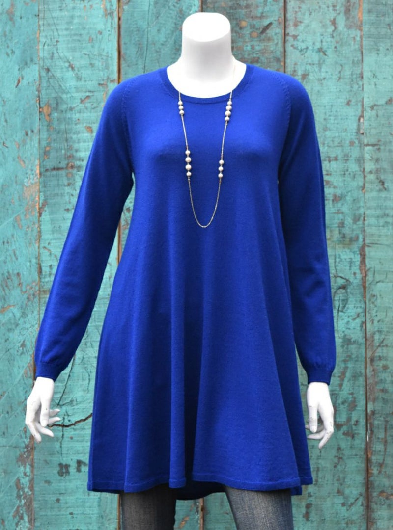 ゼニアバルファ社キャッシュウール＿ホールガーメントロング丈セーター／ブルー