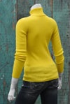 ゼニアバルファ社キャッシュウール＿タートル リブ編みセーター／イエロー