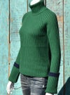 ゼニアバルファ社キャッシュウール＿袖口配色タートルセーター／　グリーン