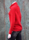 ゼニアバルファ社キャッシュウール＿ホールガーメントオフタートルセーター／　レッド