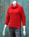 ゼニアバルファ社キャッシュウール＿ホールガーメントオフタートルセーター／　レッド