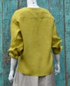 イタリアリネン バルーンスリーブ ブラウス／ピスタチオ[encolorage] Italy Linen 100% Balloon sleeve Blouse / Pistachio