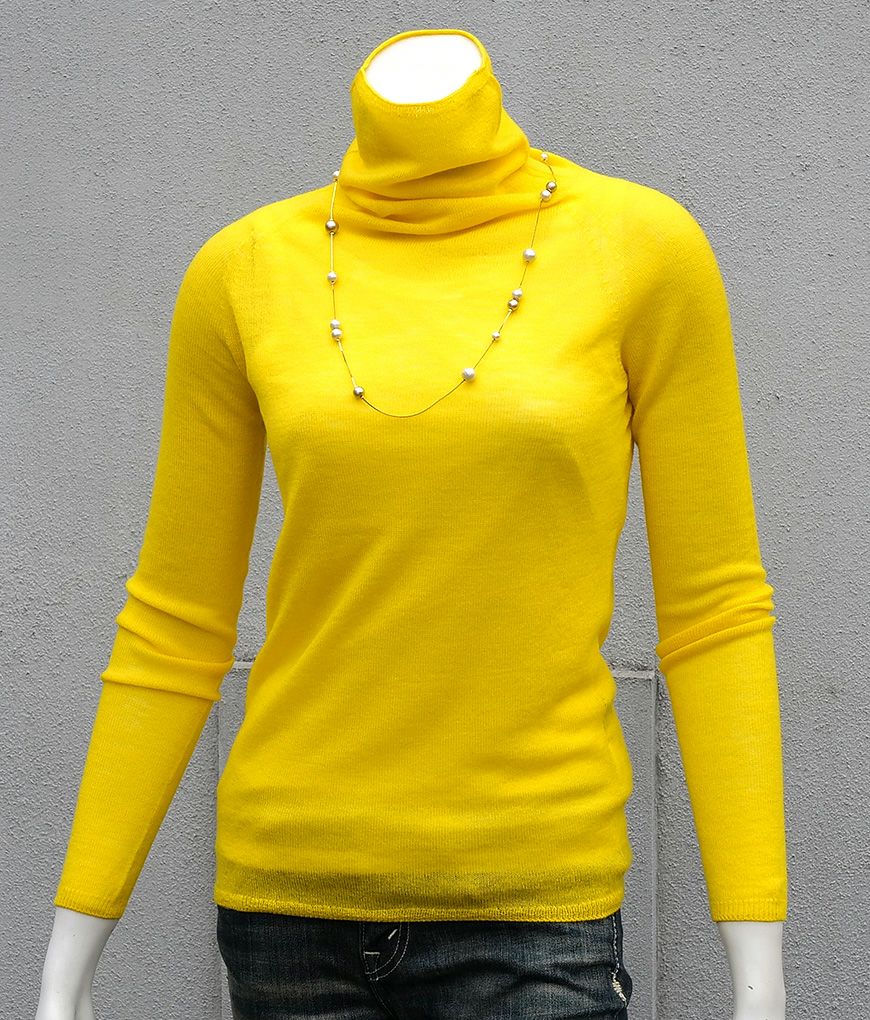 ゼニアバルファ社ミレニアム＿ボトルネックセーター／レモンイエロー
