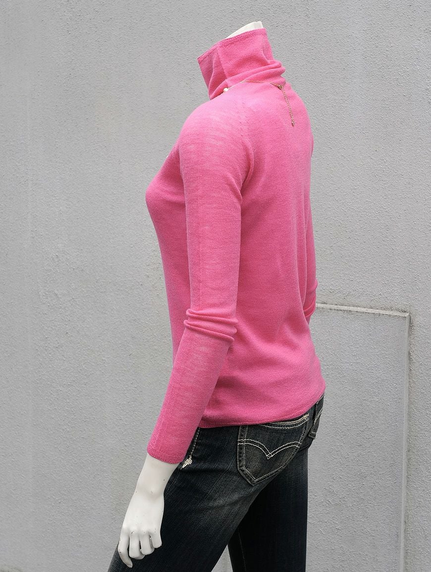  ゼニアバルファ社ミレニアム＿ボトルネックセーター／ショッキングピンク