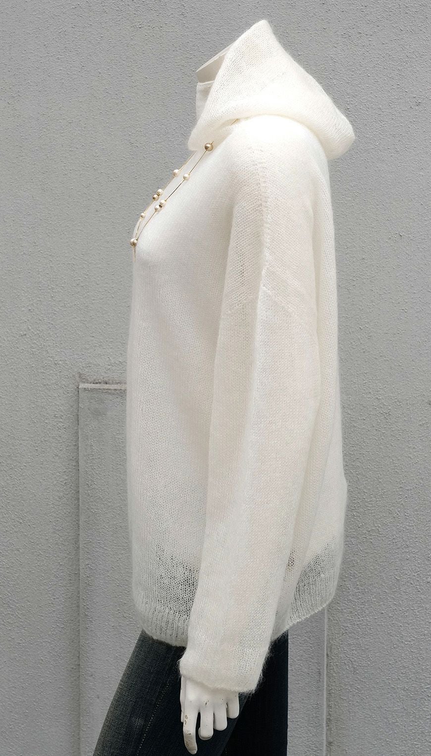 モヘア混ニットパーカー／ホワイト