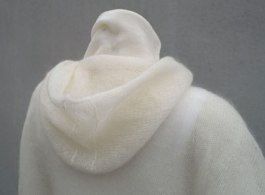 モヘア混ニットパーカー／ホワイト