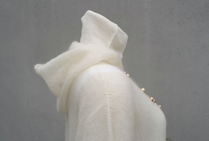 モヘア混ニットパーカー／ホワイト