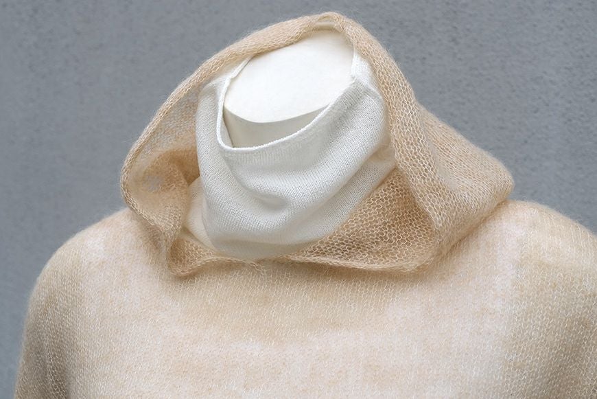 モヘア混ニットパーカー／ベージュ