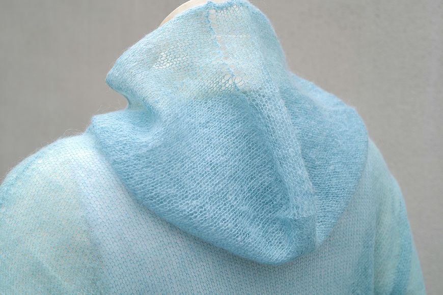 モヘア混ニットパーカー／ブルー