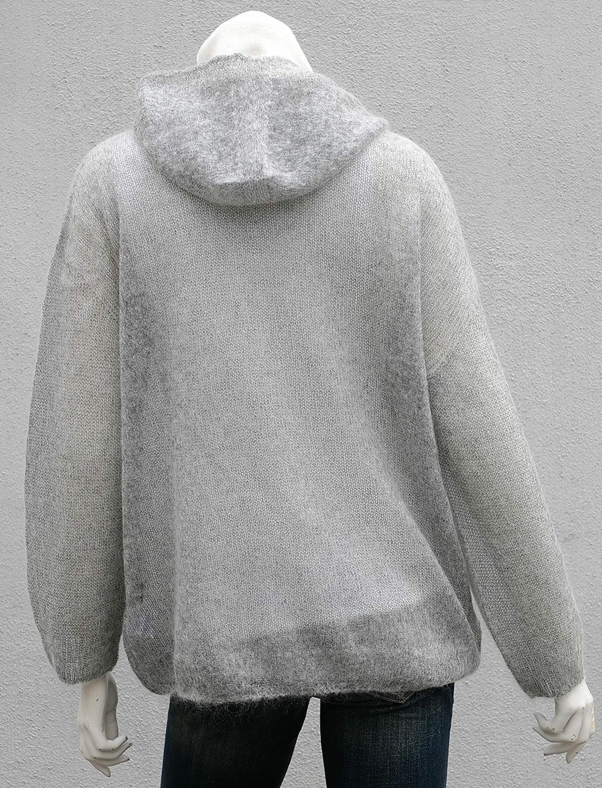モヘア混ニットパーカー／グレー